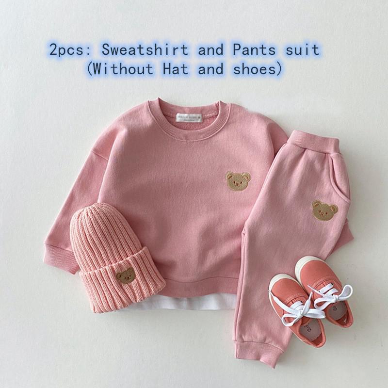 Conjunto de Roupas para Bebê Menino (2 peças) com Moletom Bordado de Urso e Calça