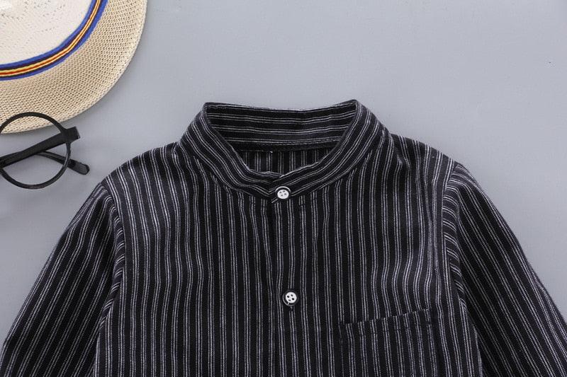 Camisa Listrada Fina de Manga Longa para Crianças