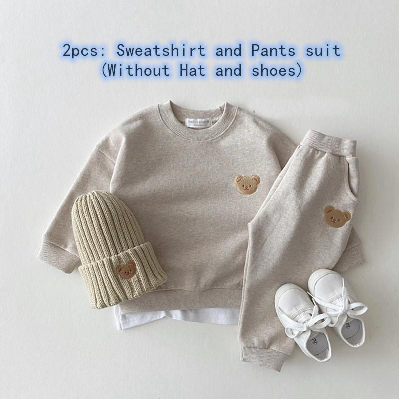 Conjunto de Roupas para Bebê Menino (2 peças) com Moletom Bordado de Urso e Calça