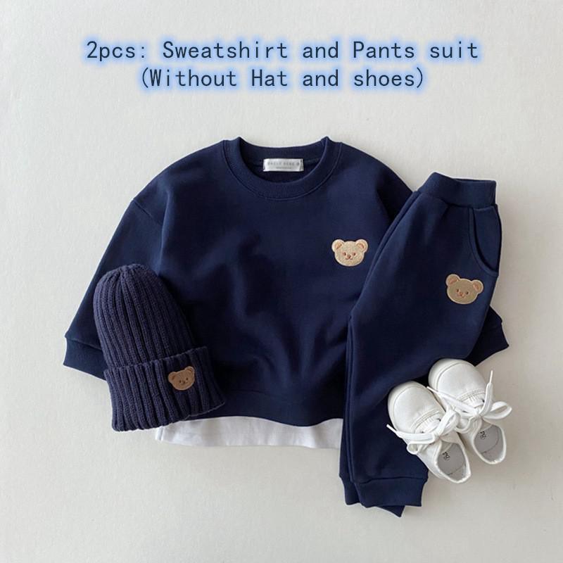 Conjunto de Roupas para Bebê Menino (2 peças) com Moletom Bordado de Urso e Calça
