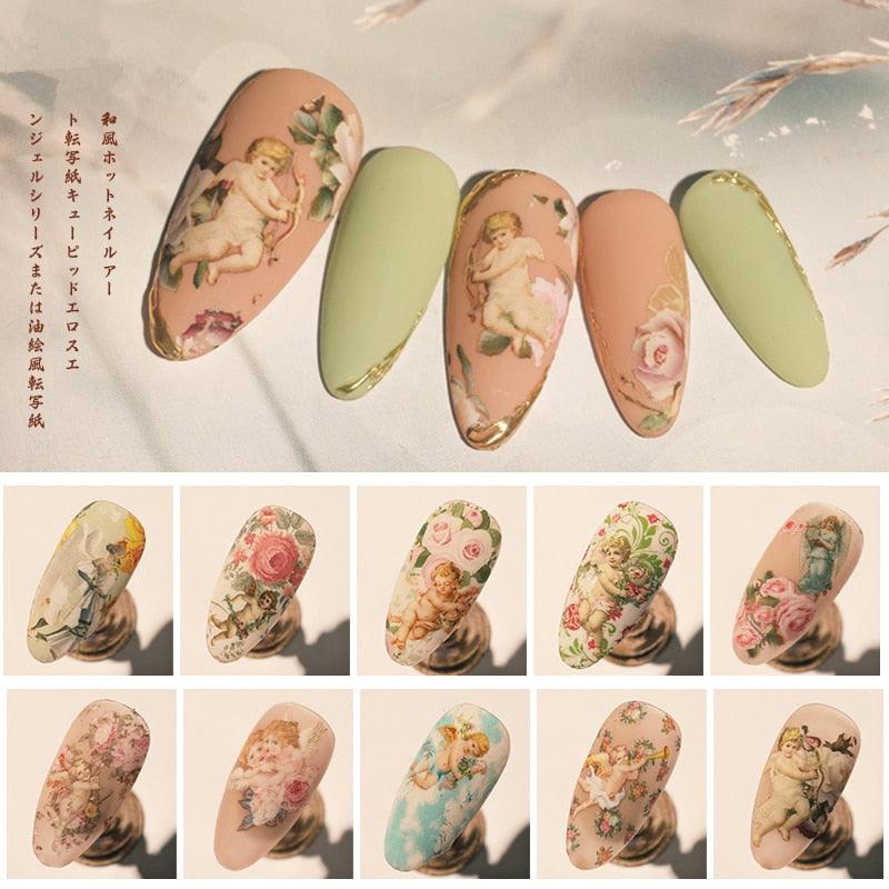 10pcses/set  Nails Foil Stickers Cupid Love Design  Manicure Angel Lover Nail Art Transfer Paper Nails Art Decals