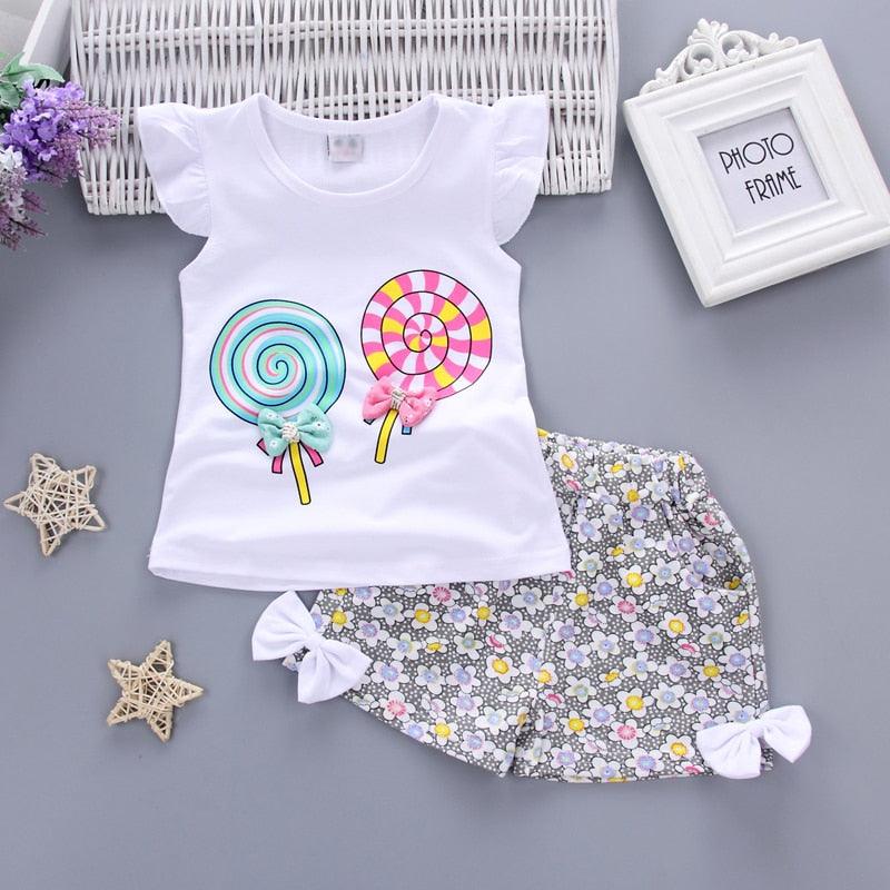 Conjunto de Roupas de Verão para Meninas (2 peças)