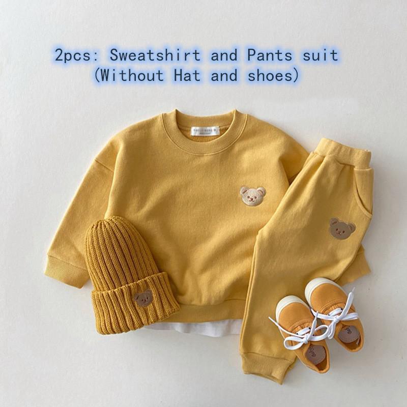 Conjunto de Roupas para Bebê Menino (2 peças) com Moletom Bordado de Urso e Calça