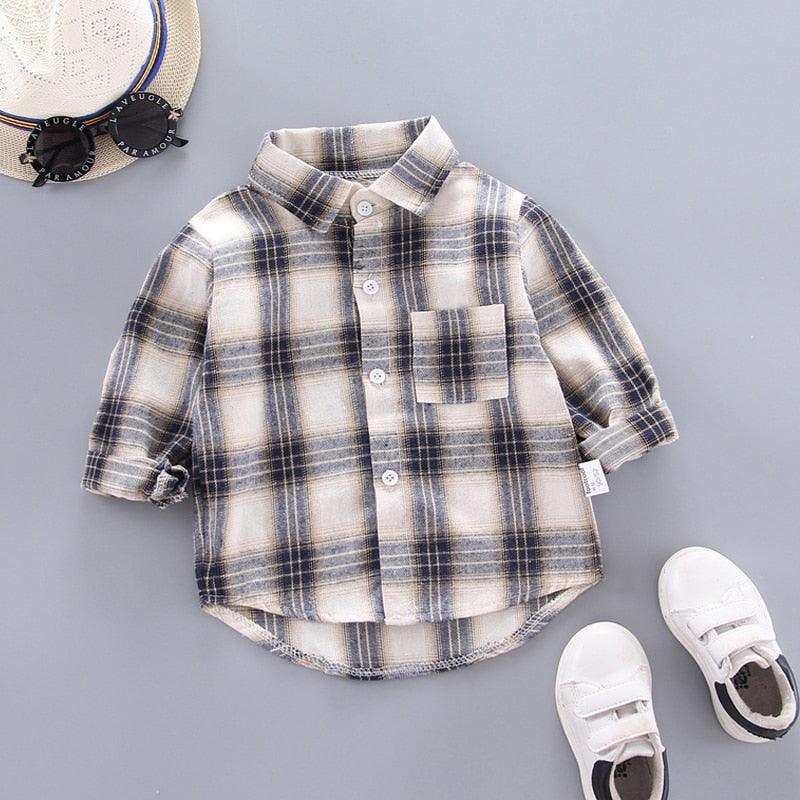 Camisa Listrada Fina de Manga Longa para Crianças