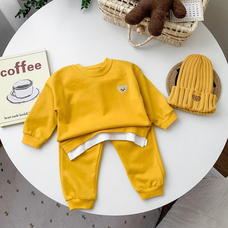 Conjunto de Roupas para Bebê Menino (2 peças) com Moletom Bordado de Urso e Calça