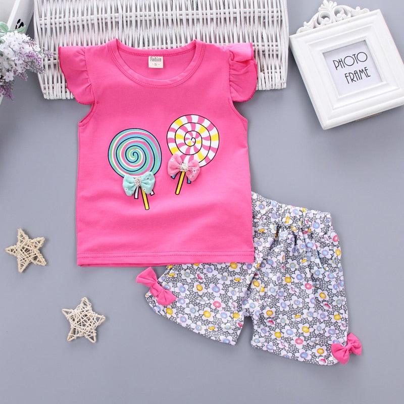 Conjunto de Roupas de Verão para Meninas (2 peças)