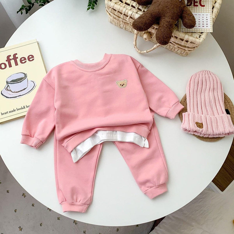 Conjunto de Roupas para Bebê Menino (2 peças) com Moletom Bordado de Urso e Calça