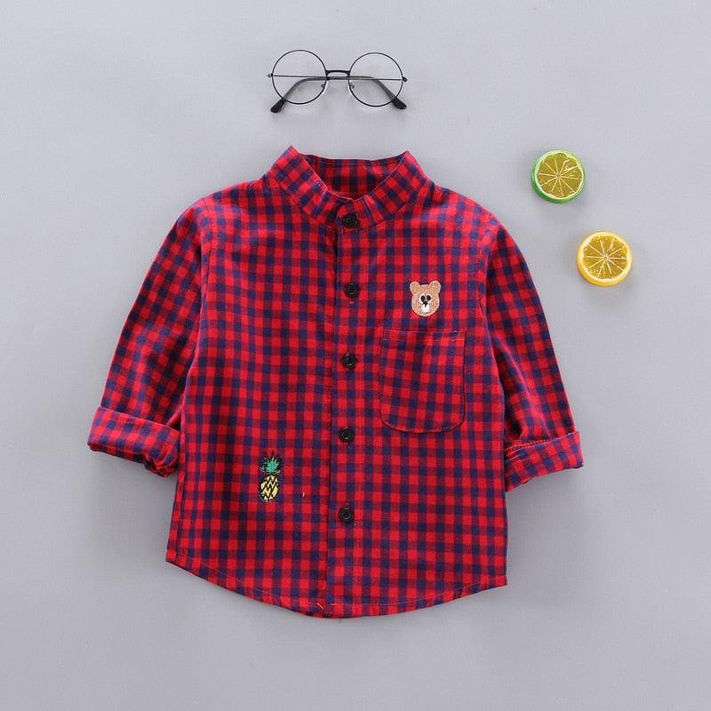 Camisa Listrada Fina de Manga Longa para Crianças