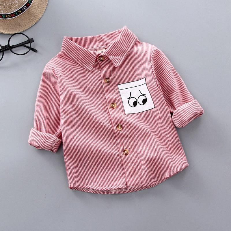 Camisa Listrada Fina de Manga Longa para Crianças