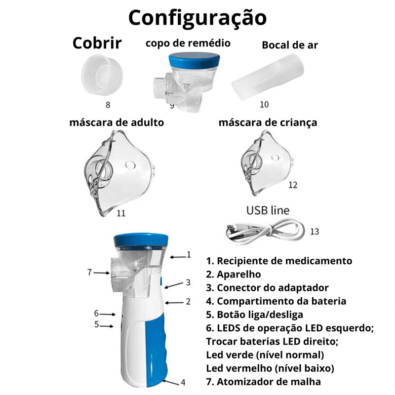 Inalador Nebulizador Sallti®- Portátil e ultra silencioso (Leve 2 Pague 1)