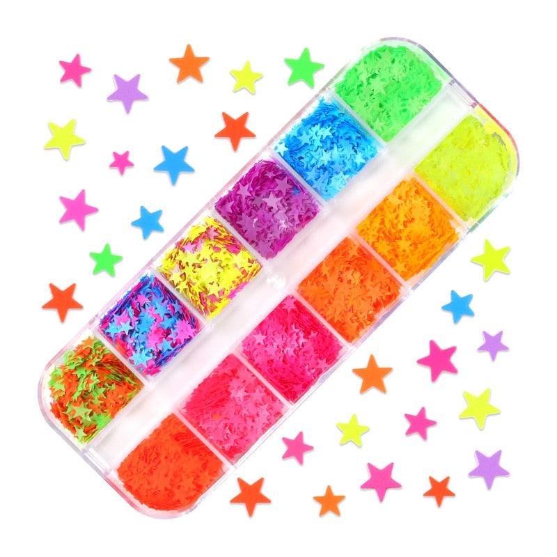 Glitter 3D Nail Art Variado
