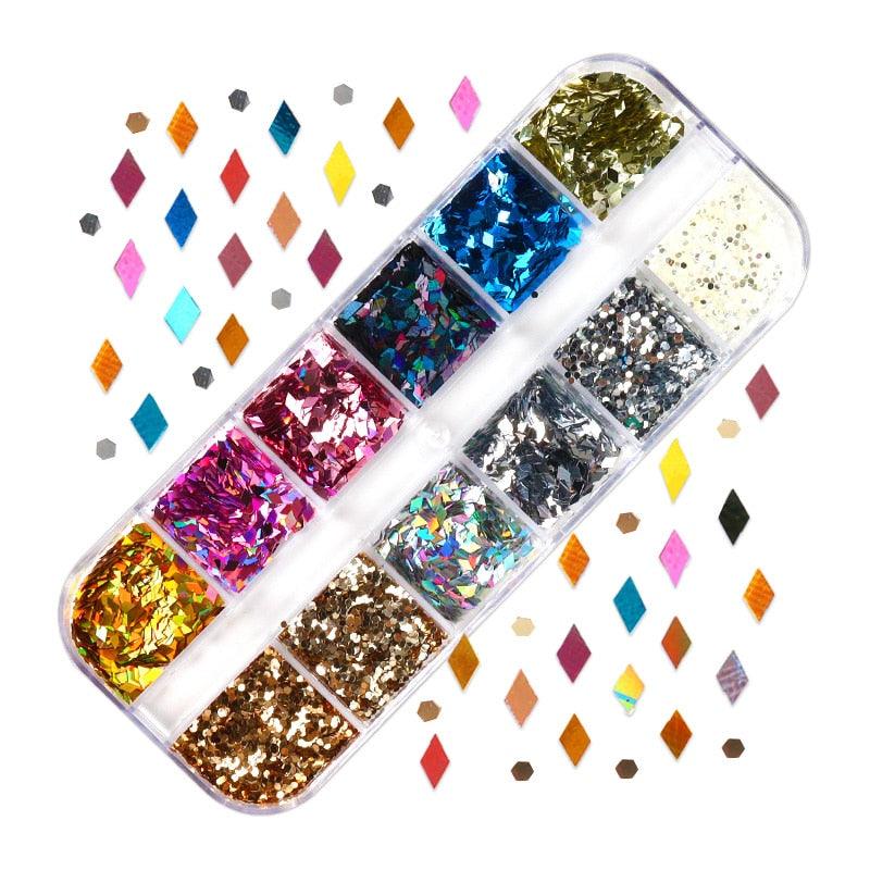 Glitter 3D Nail Art Variado