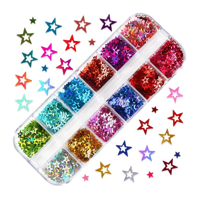 Glitter 3D Nail Art Variado