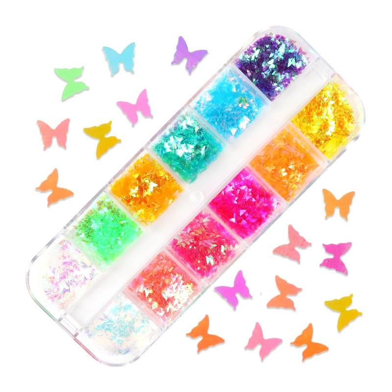Glitter 3D Nail Art Variado