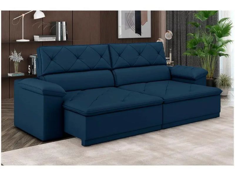 Sofá retrátil reclinável 3 lugares Flex Flex Flex Fleece estofamento de veludo caribenho