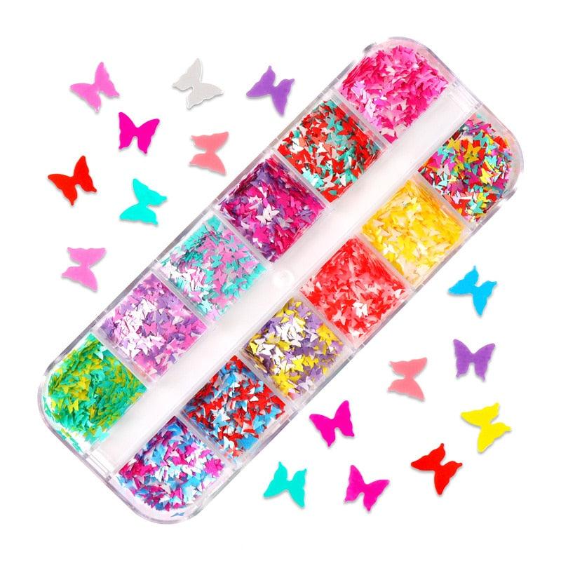 Glitter 3D Nail Art Variado