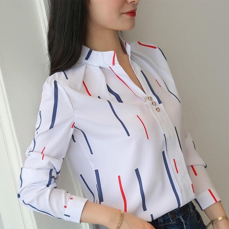 JFUNCY (Blusas Femininas Listradas Casuais)