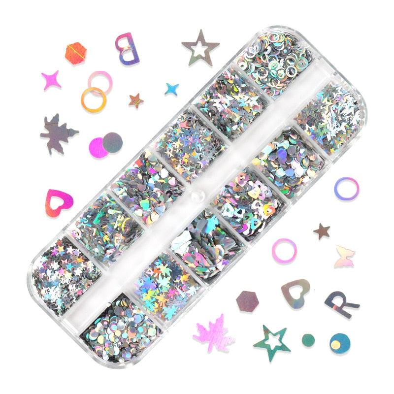 Glitter 3D Nail Art Variado