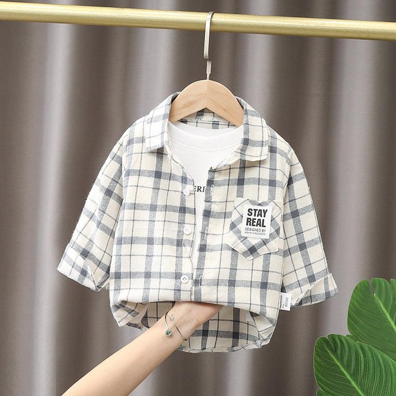 Camisa Listrada Fina de Manga Longa para Crianças