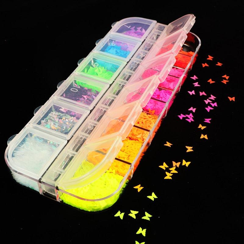 Glitter 3D Nail Art Variado