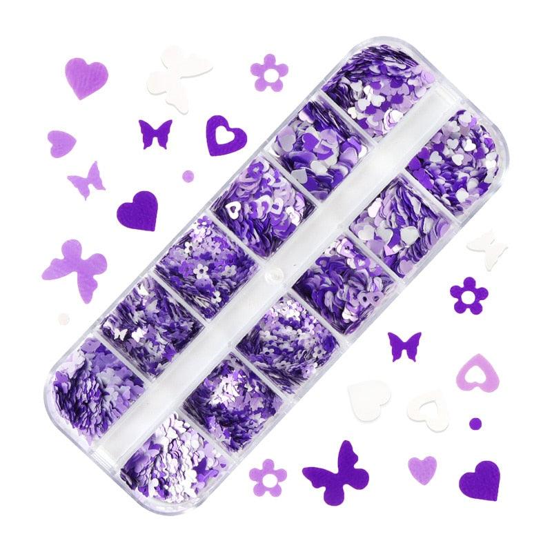 Glitter 3D Nail Art Variado
