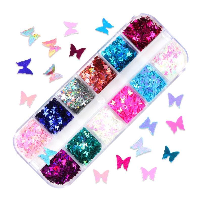 Glitter 3D Nail Art Variado