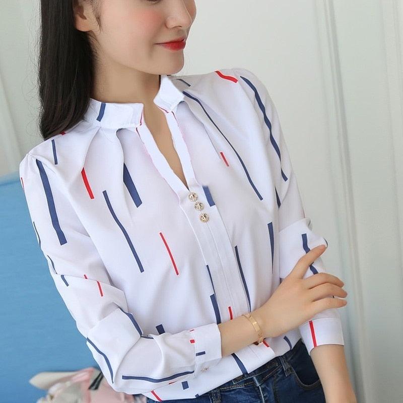 JFUNCY (Blusas Femininas Listradas Casuais)