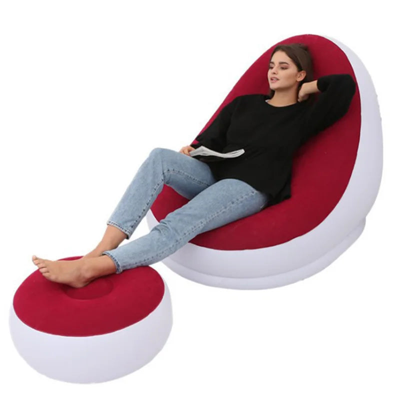 Cadeira de sofá inflável PVC flocado