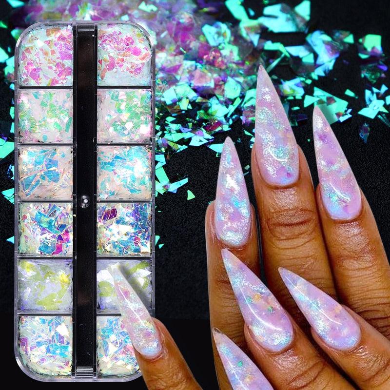 Glitter 3D Nail Art Variado