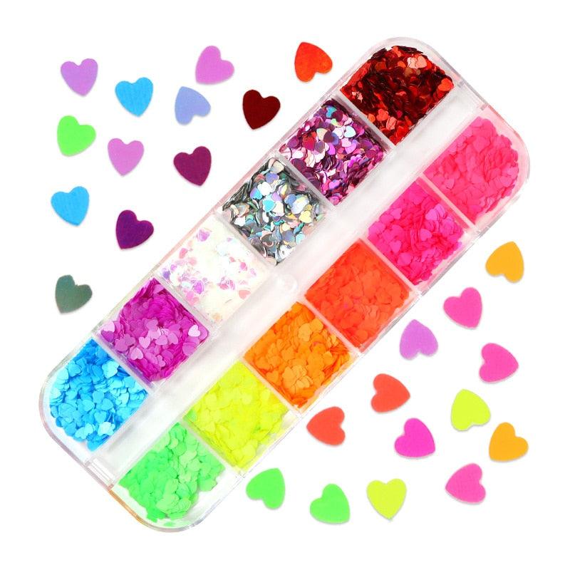 Glitter 3D Nail Art Variado