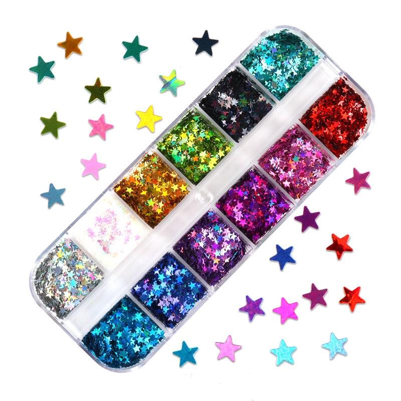 Glitter 3D Nail Art Variado