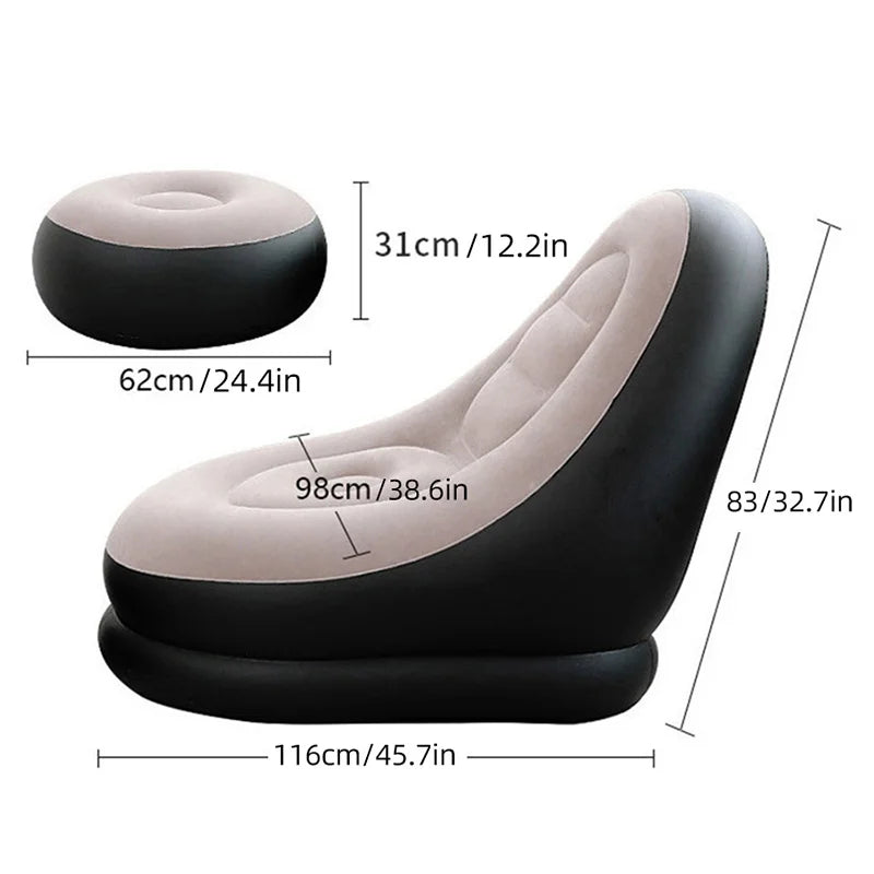Cadeira de sofá inflável PVC flocado