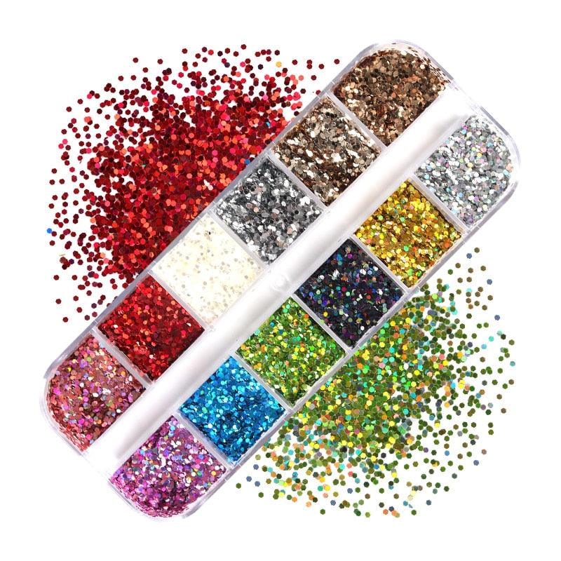Glitter 3D Nail Art Variado
