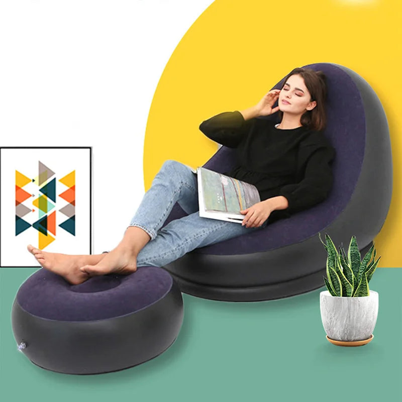 Cadeira de sofá inflável PVC flocado
