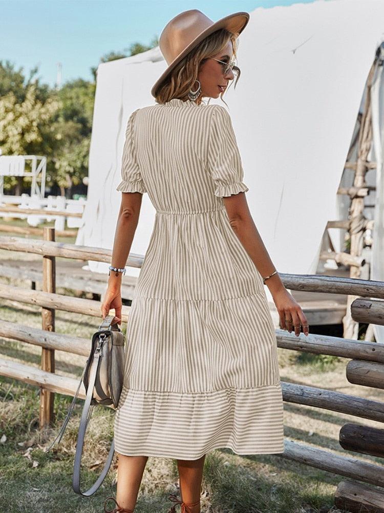 Vestido V-neck Ruffles 2023