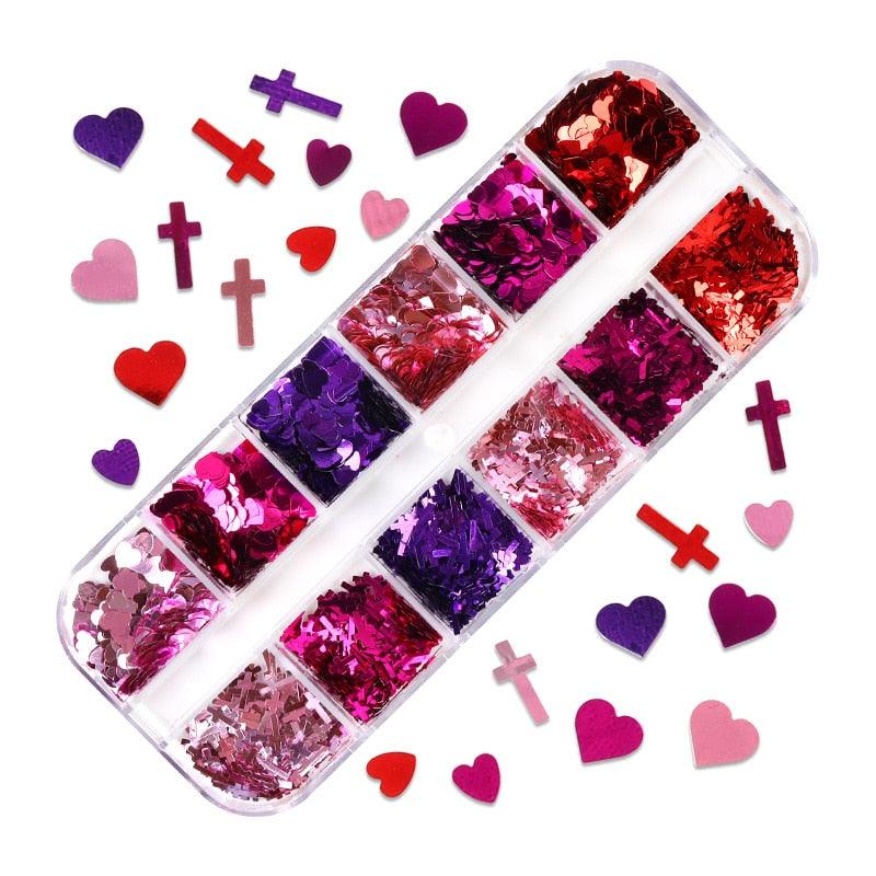 Glitter 3D Nail Art Variado