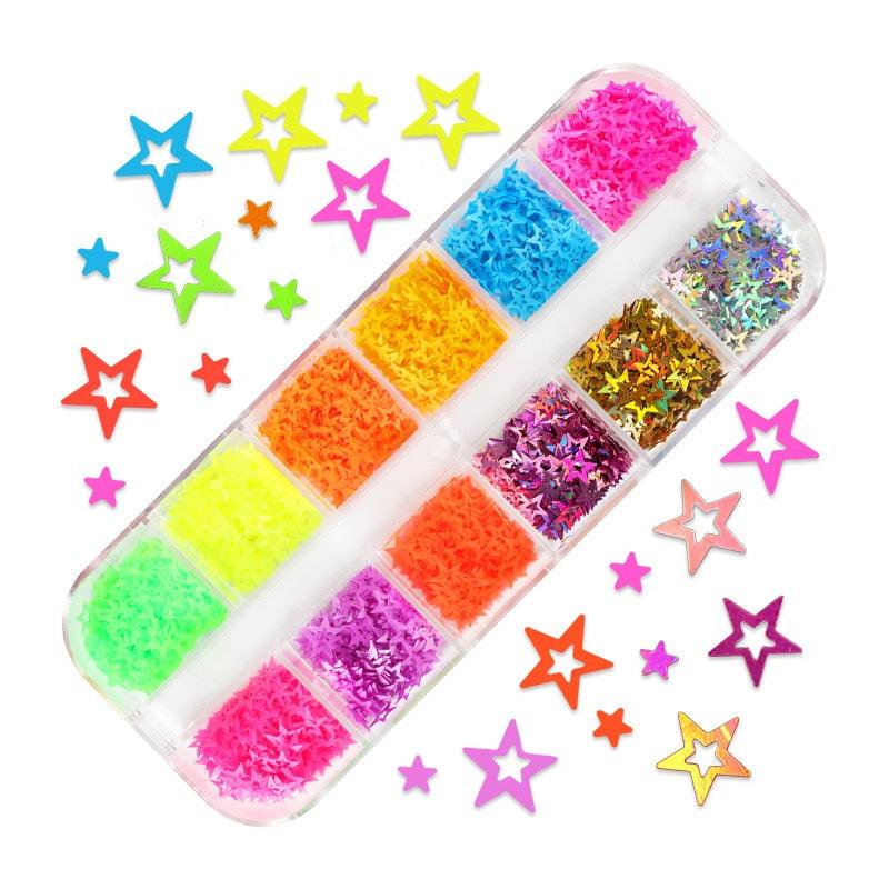 Glitter 3D Nail Art Variado