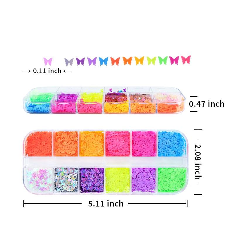 Glitter 3D Nail Art Variado