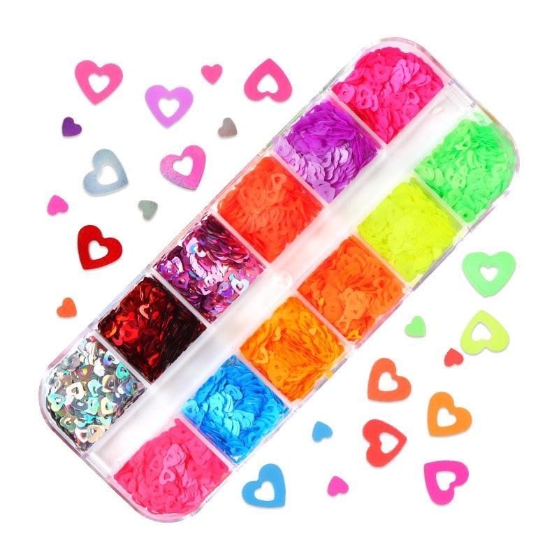Glitter 3D Nail Art Variado