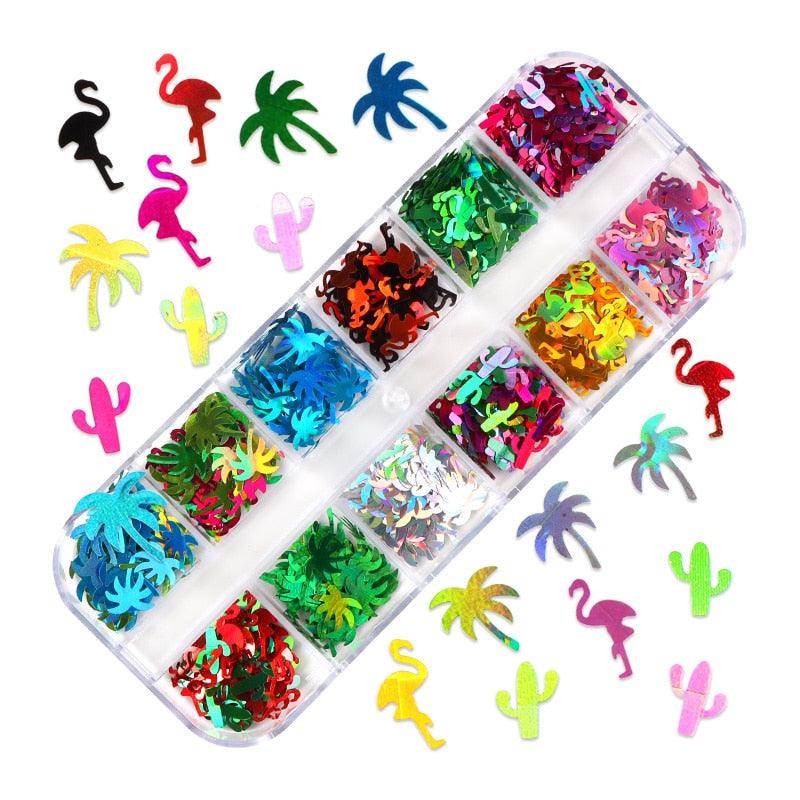 Glitter 3D Nail Art Variado