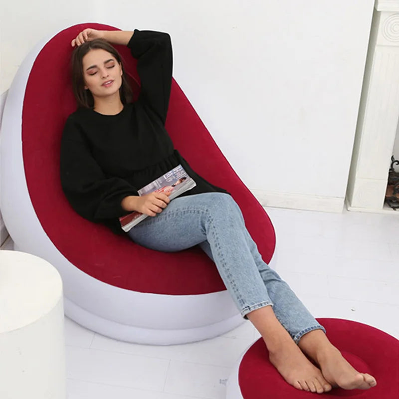Cadeira de sofá inflável PVC flocado