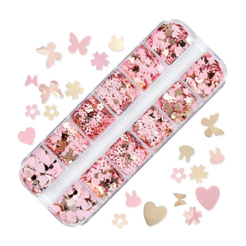 Glitter 3D Nail Art Variado