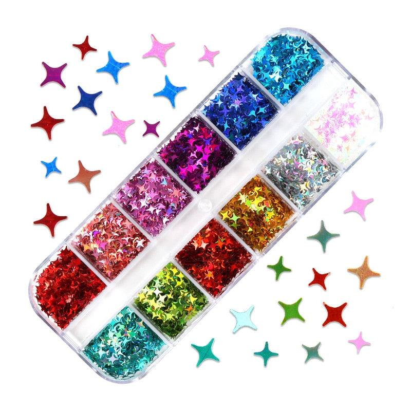 Glitter 3D Nail Art Variado
