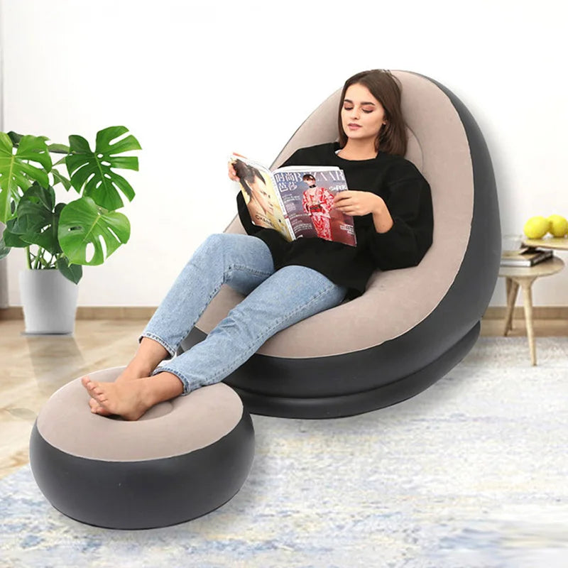 Cadeira de sofá inflável PVC flocado