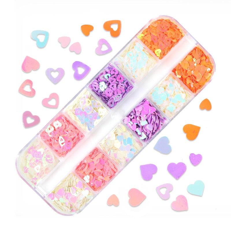 Glitter 3D Nail Art Variado