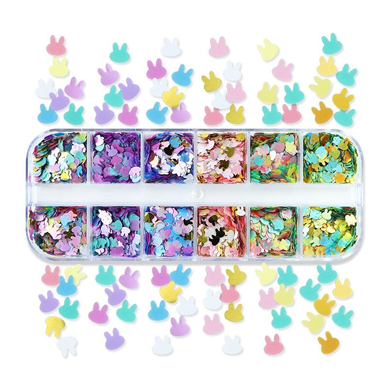 Glitter 3D Nail Art Variado