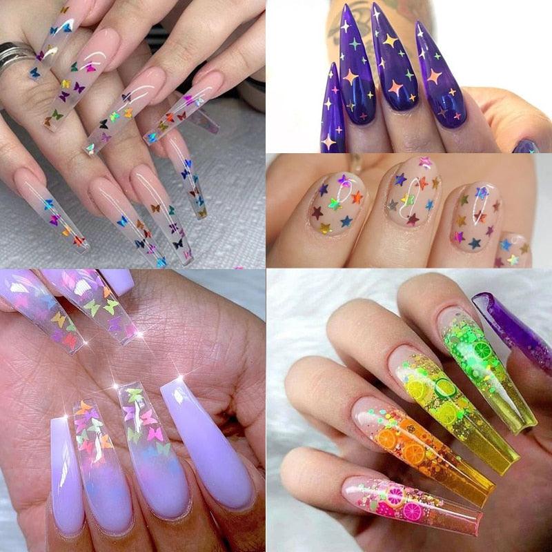 Glitter 3D Nail Art Variado