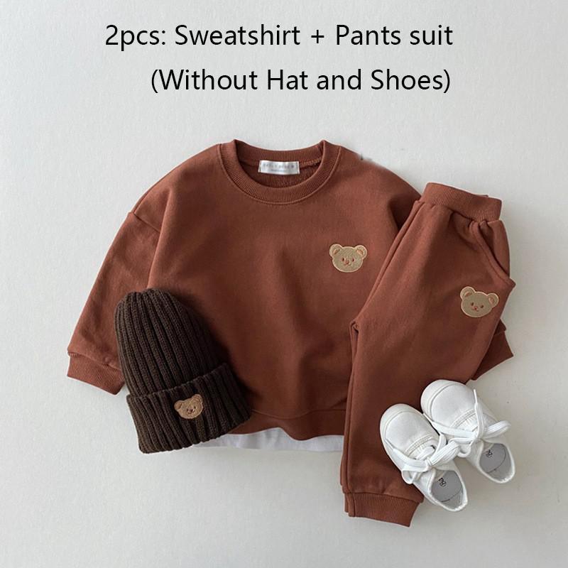 Conjunto de Roupas para Bebê Menino (2 peças) com Moletom Bordado de Urso e Calça