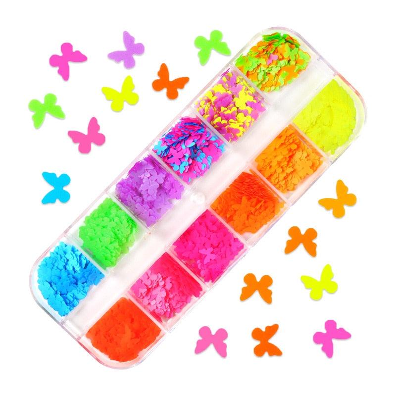 Glitter 3D Nail Art Variado