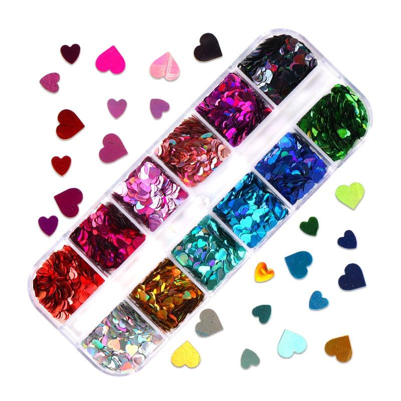 Glitter 3D Nail Art Variado